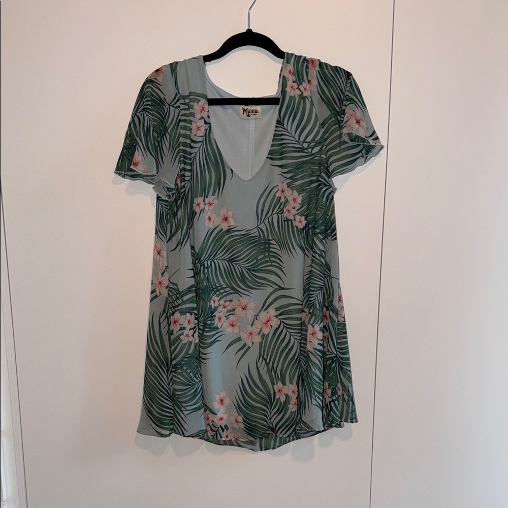 Show Me Your MuMu Tropical Green and Pink Mini Dress